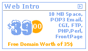 web intro 10 mb cheapest web hosting free domain registration cgi php perlfrontpage